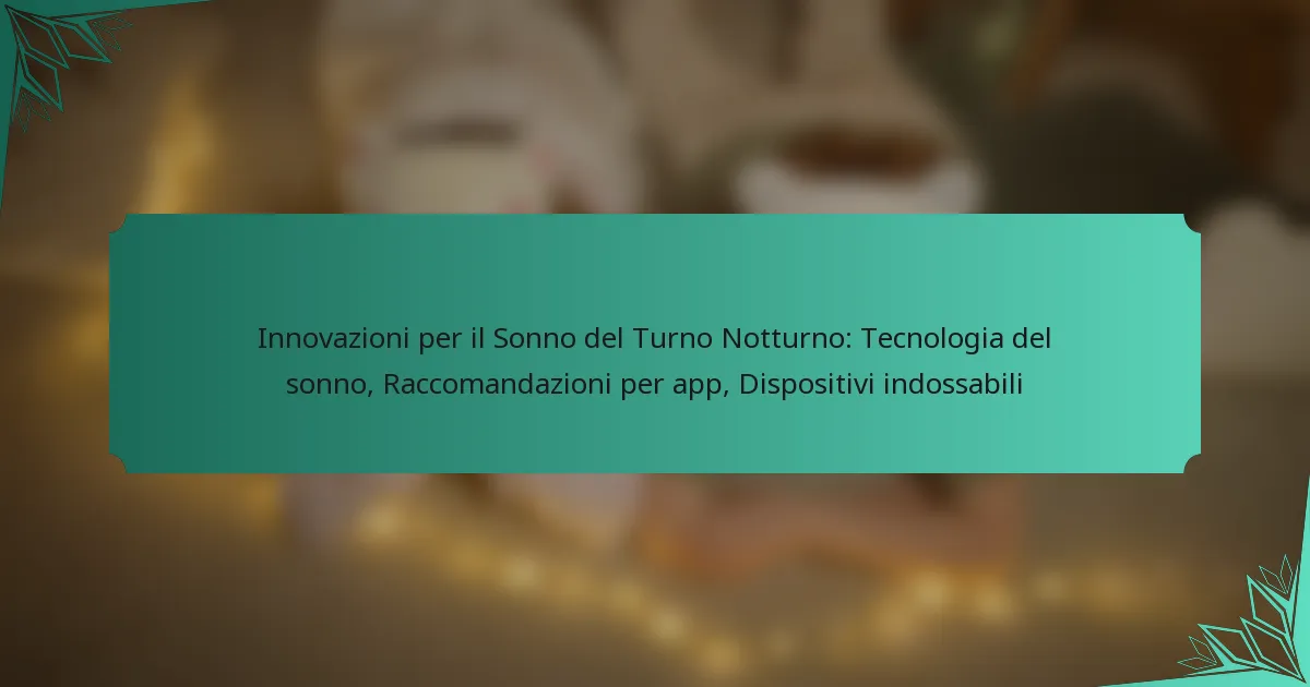 Innovazioni per il Sonno del Turno Notturno: Tecnologia del sonno, Raccomandazioni per app, Dispositivi indossabili