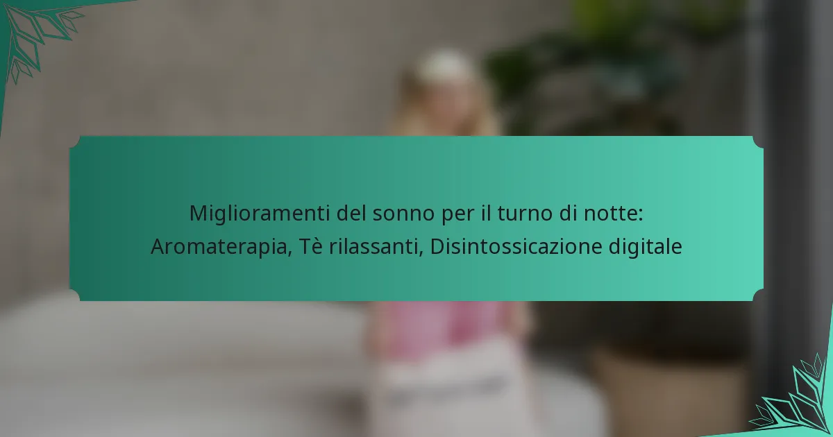 Miglioramenti del sonno per il turno di notte: Aromaterapia, Tè rilassanti, Disintossicazione digitale