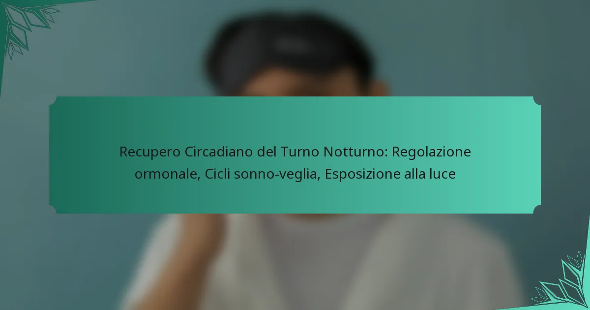Recupero Circadiano del Turno Notturno: Regolazione ormonale, Cicli sonno-veglia, Esposizione alla luce