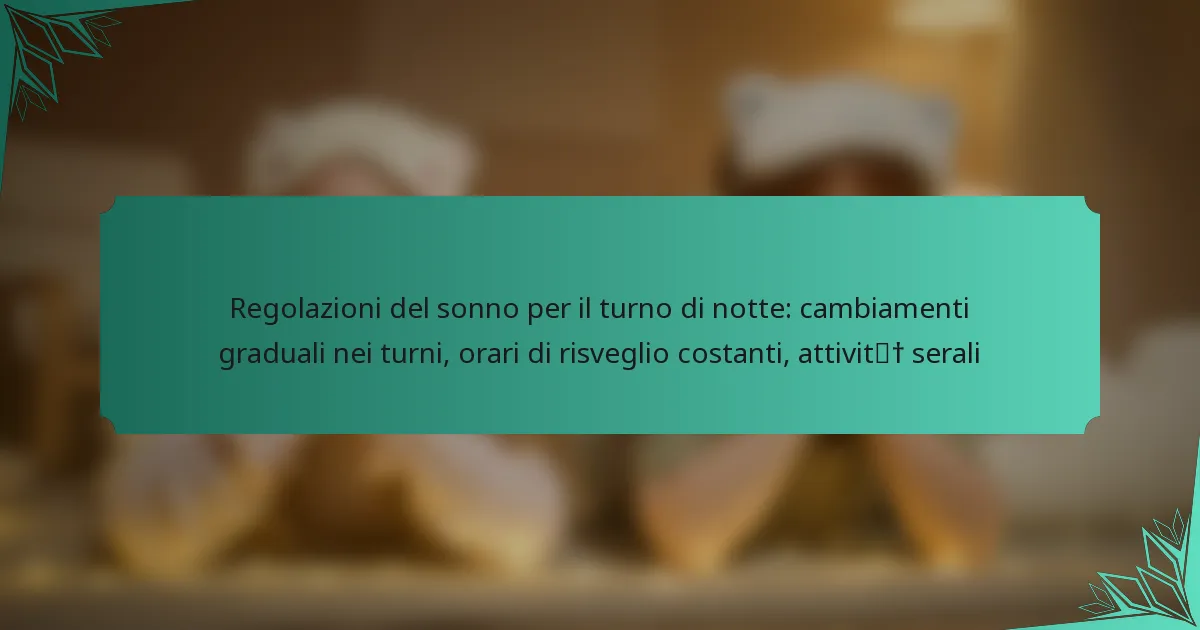 Regolazioni del sonno per il turno di notte: cambiamenti graduali nei turni, orari di risveglio costanti, attività serali