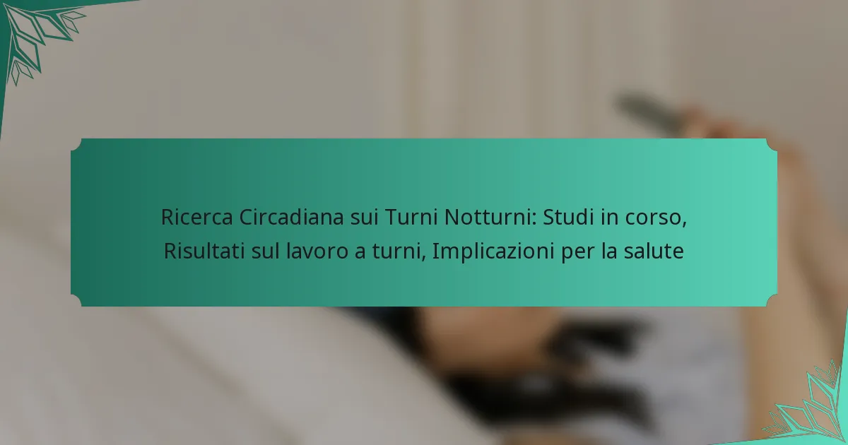 Ricerca Circadiana sui Turni Notturni: Studi in corso, Risultati sul lavoro a turni, Implicazioni per la salute