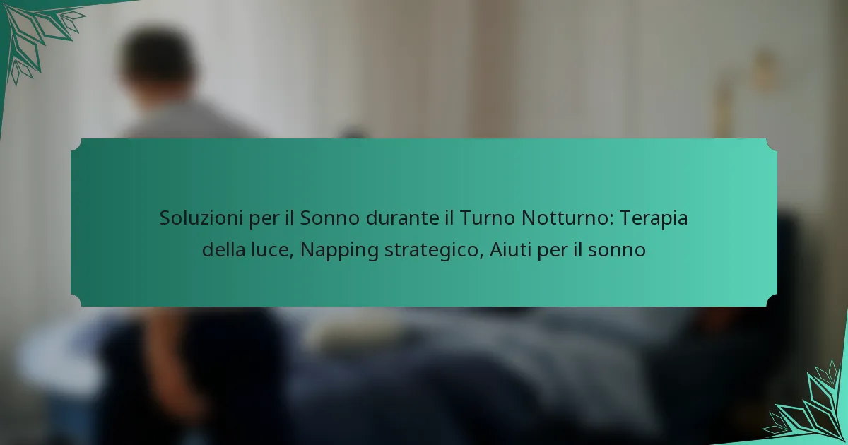 Soluzioni per il Sonno durante il Turno Notturno: Terapia della luce, Napping strategico, Aiuti per il sonno